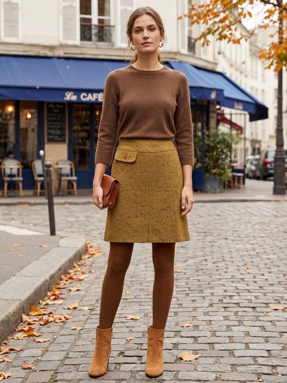 Vintage Liz Claiborne Textured Tweed A-Line Skirt in Olive